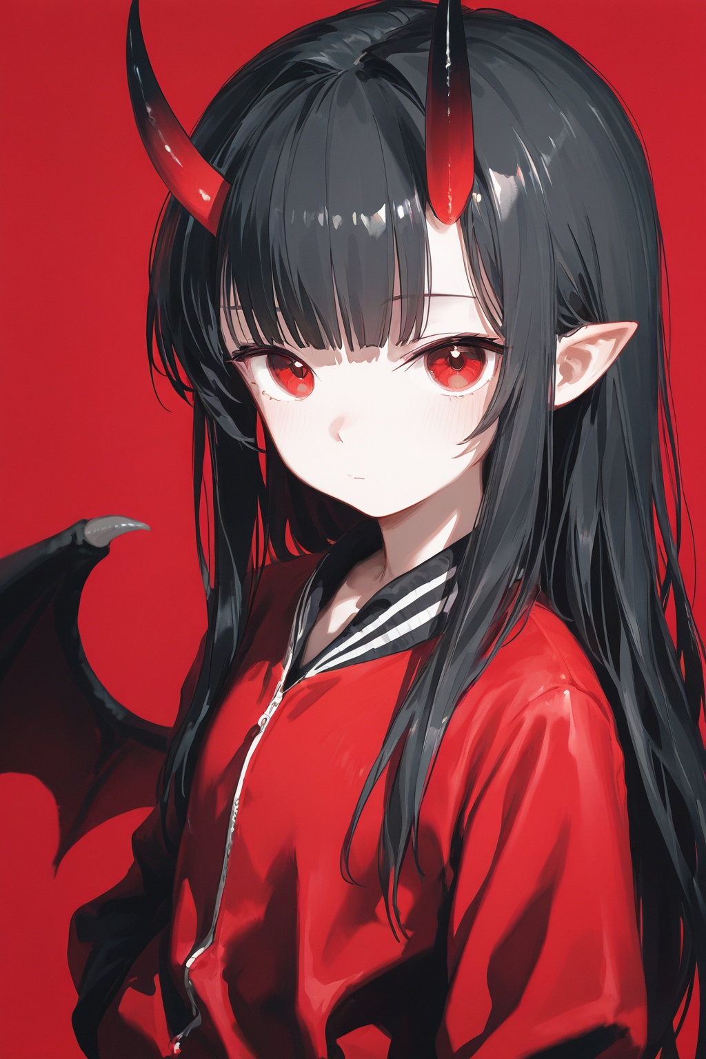 1girl,  red background,  solo on Tensor.Art