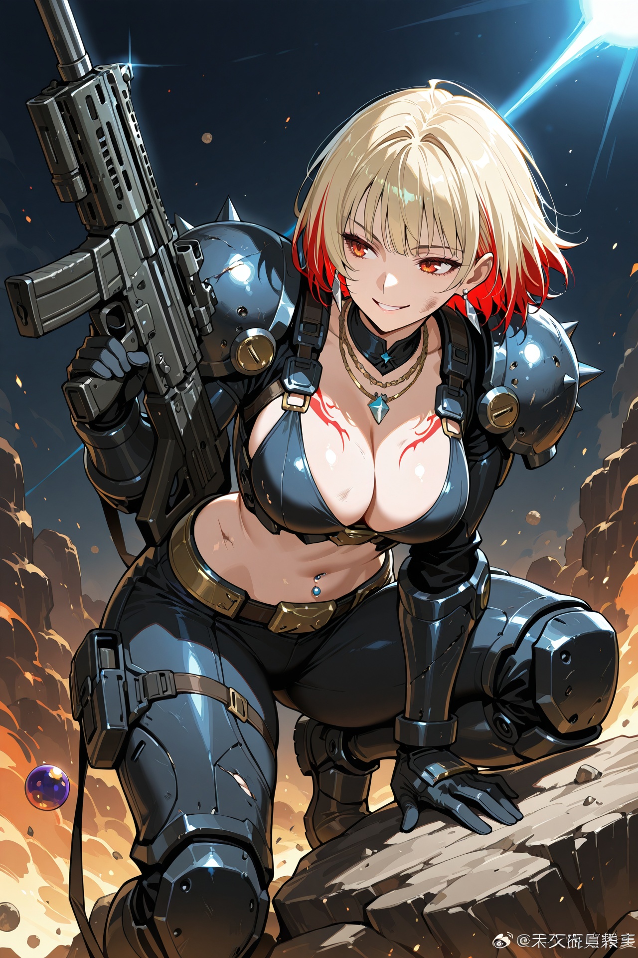 a stunning oriental female space pirate,  wearing silver earrings,  necklaces on Tensor.Art