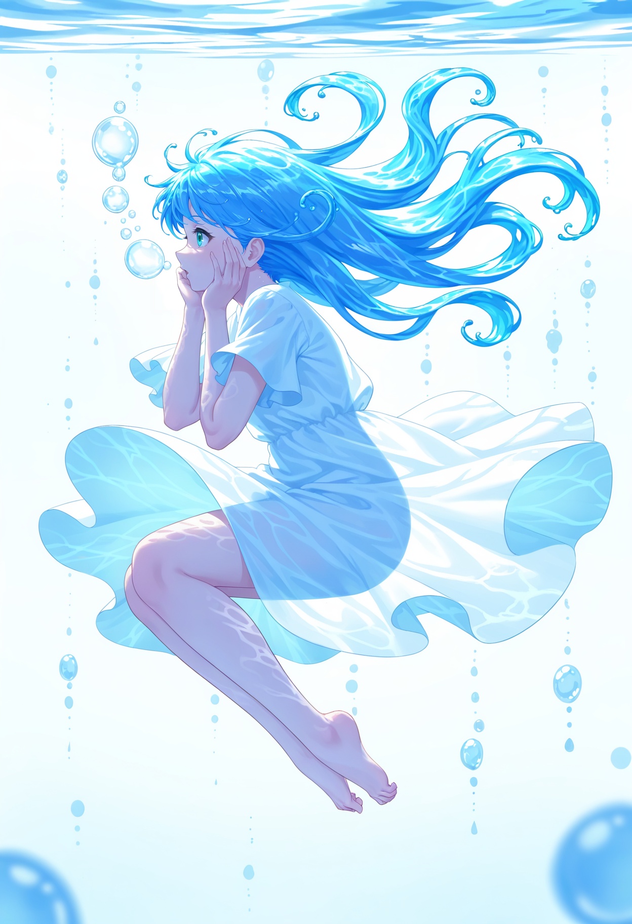 1girl,  watercolor style,  fluid colors on Tensor.Art