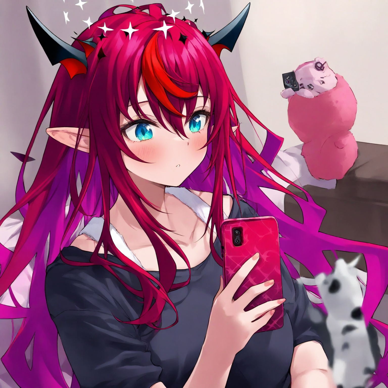1girl,  Irys (hololive),  holding smartphone on Tensor.Art