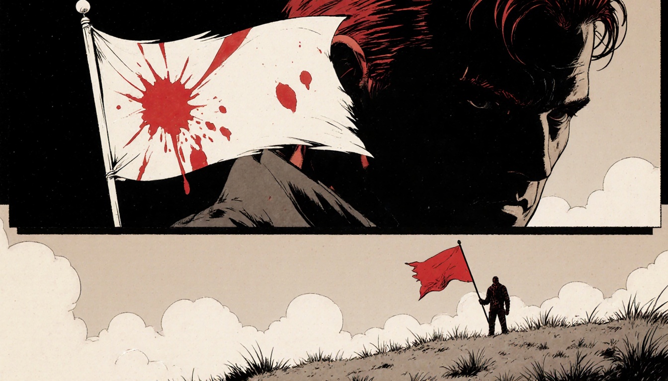 minimalise style,  comic book style (Mike Mignola/Jacques Tardi influence),  color palette (sepia on Tensor.Art