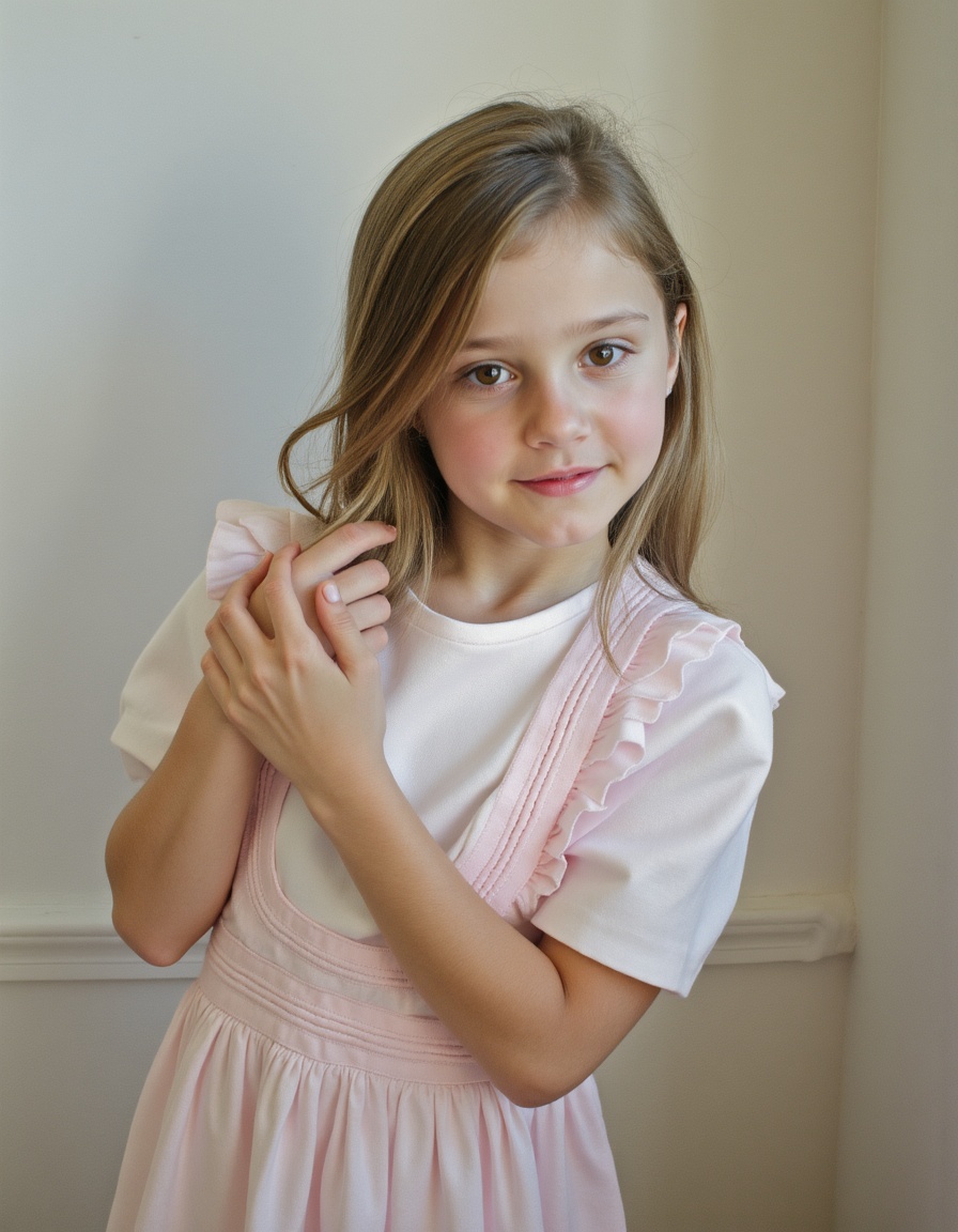 girl,  wearing Ruffle dress on Tensor.Art