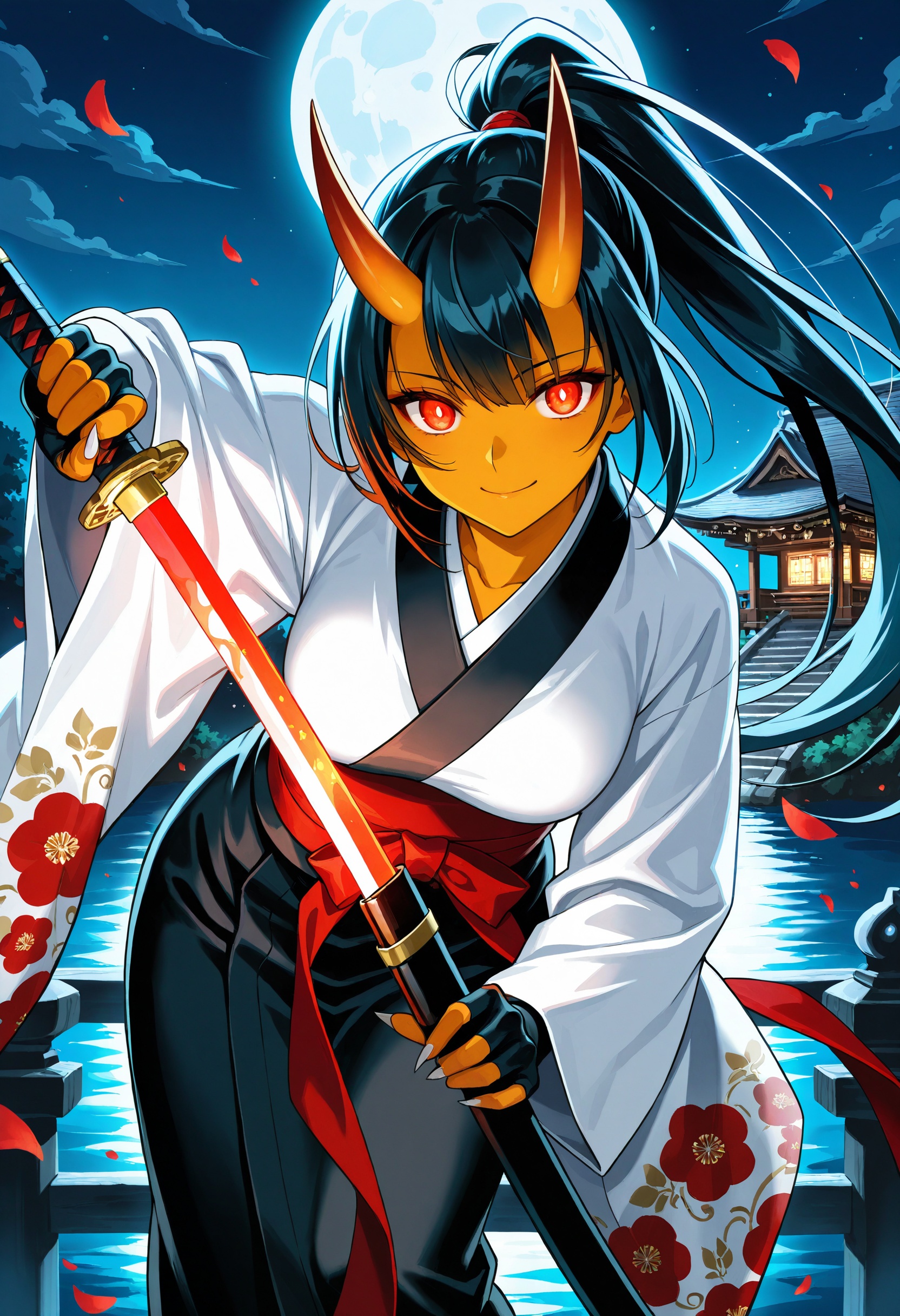 1girl,  weapon,  horns on Tensor.Art