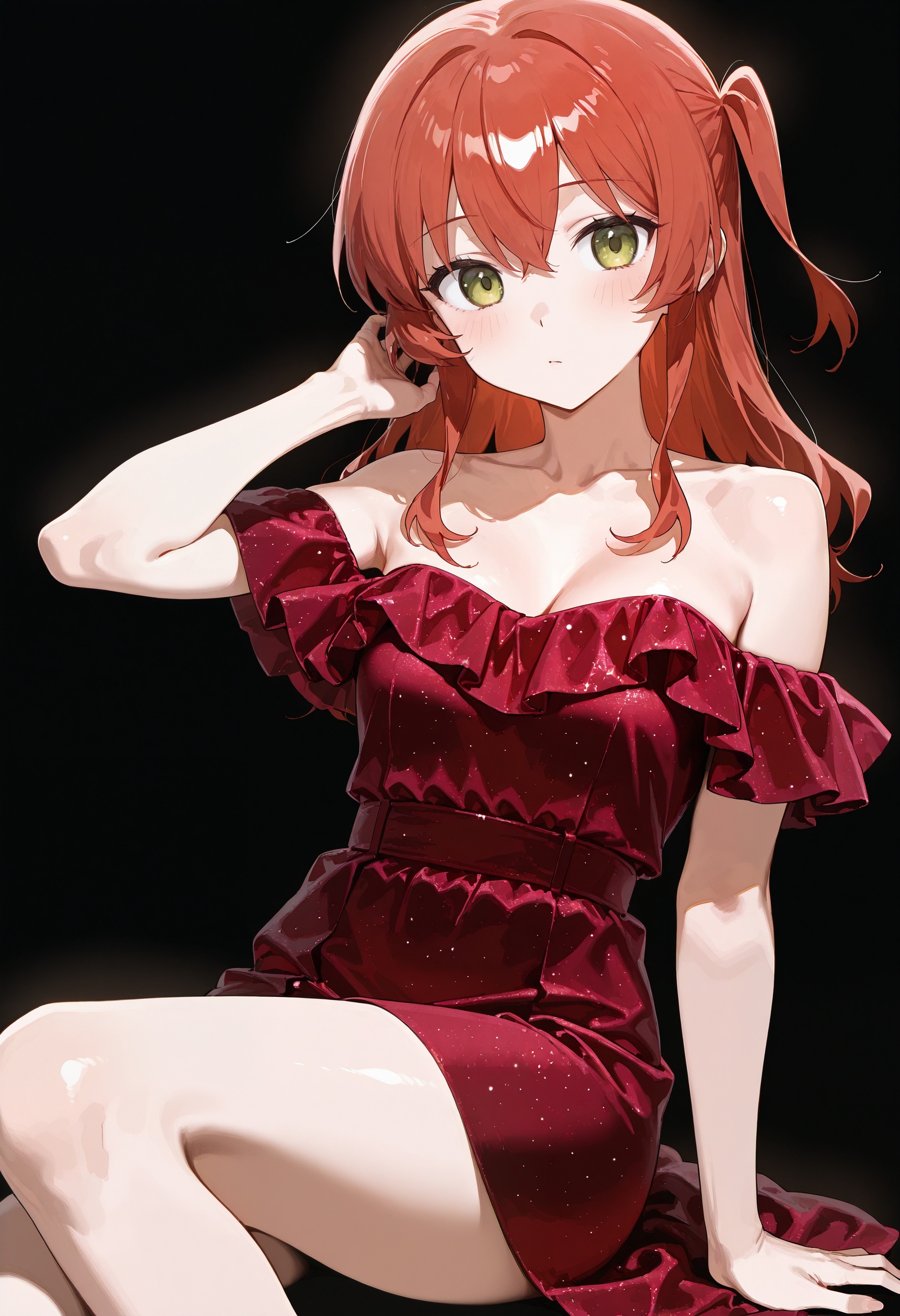 solo,  1girl,  red velvet dress on Tensor.Art