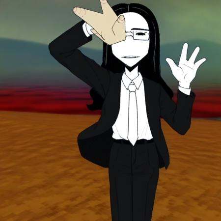 black suit,  black hair,  waving on Tensor.Art