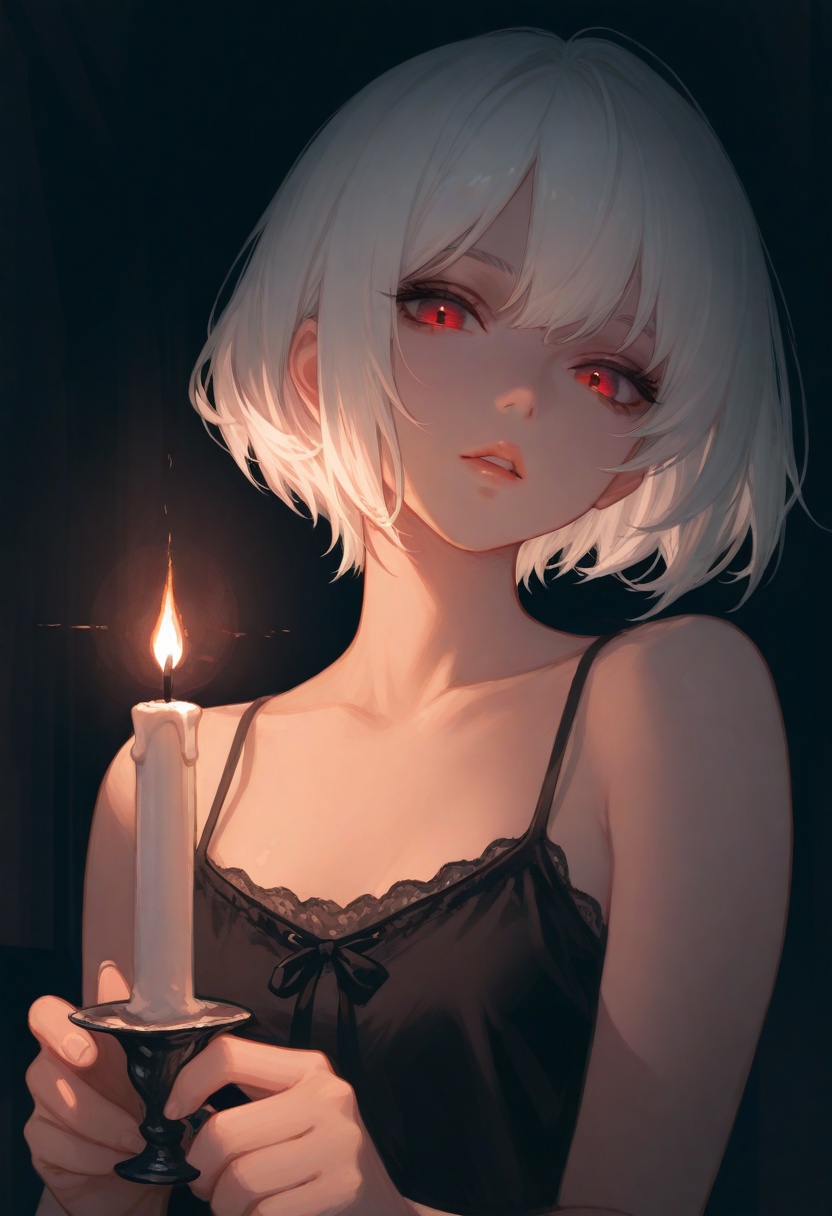 1girl,  white hair,  short hair on Tensor.Art