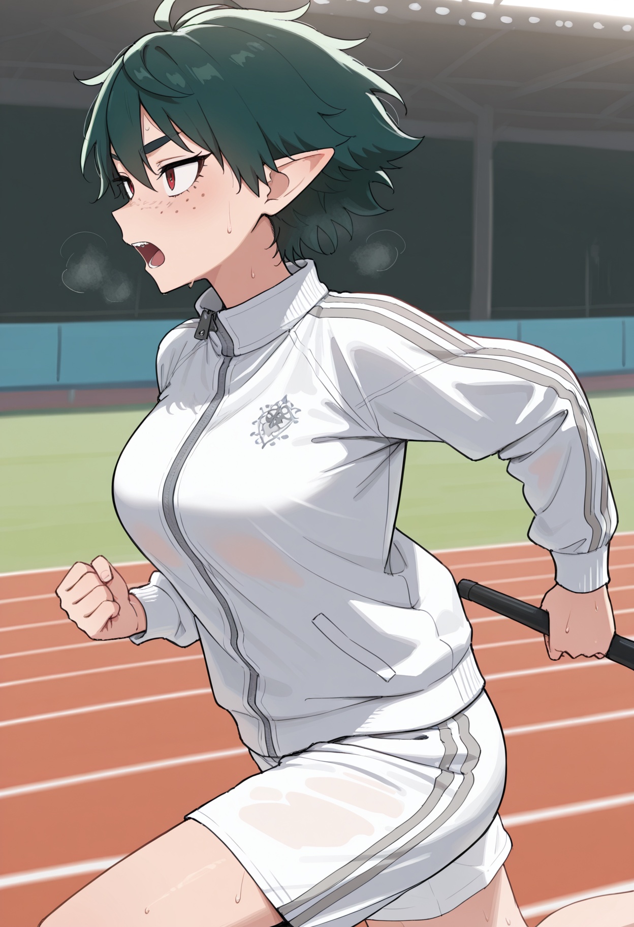 solo,  1girl,  green hair on Tensor.Art