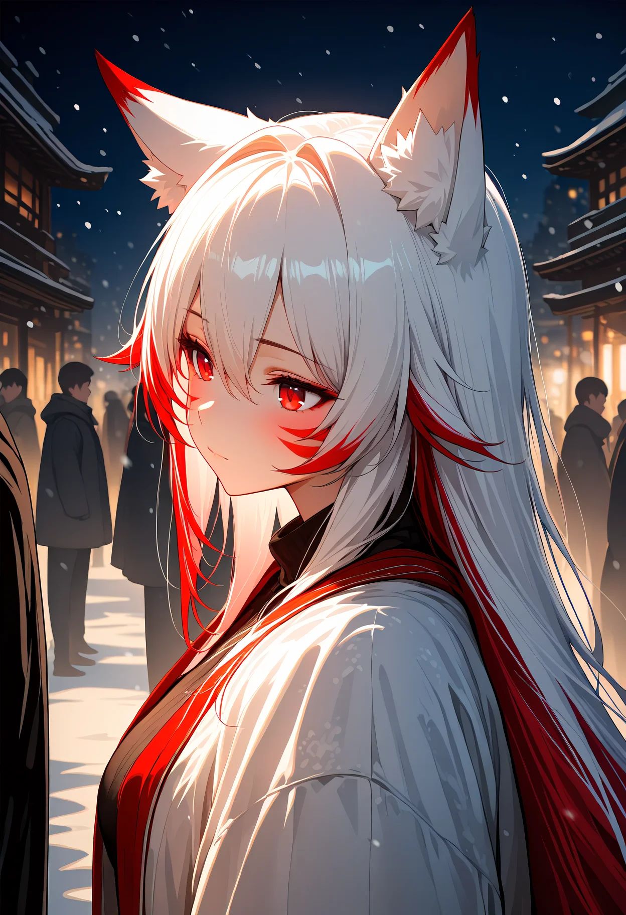 1girl,  solo focus,  fox ears on Tensor.Art