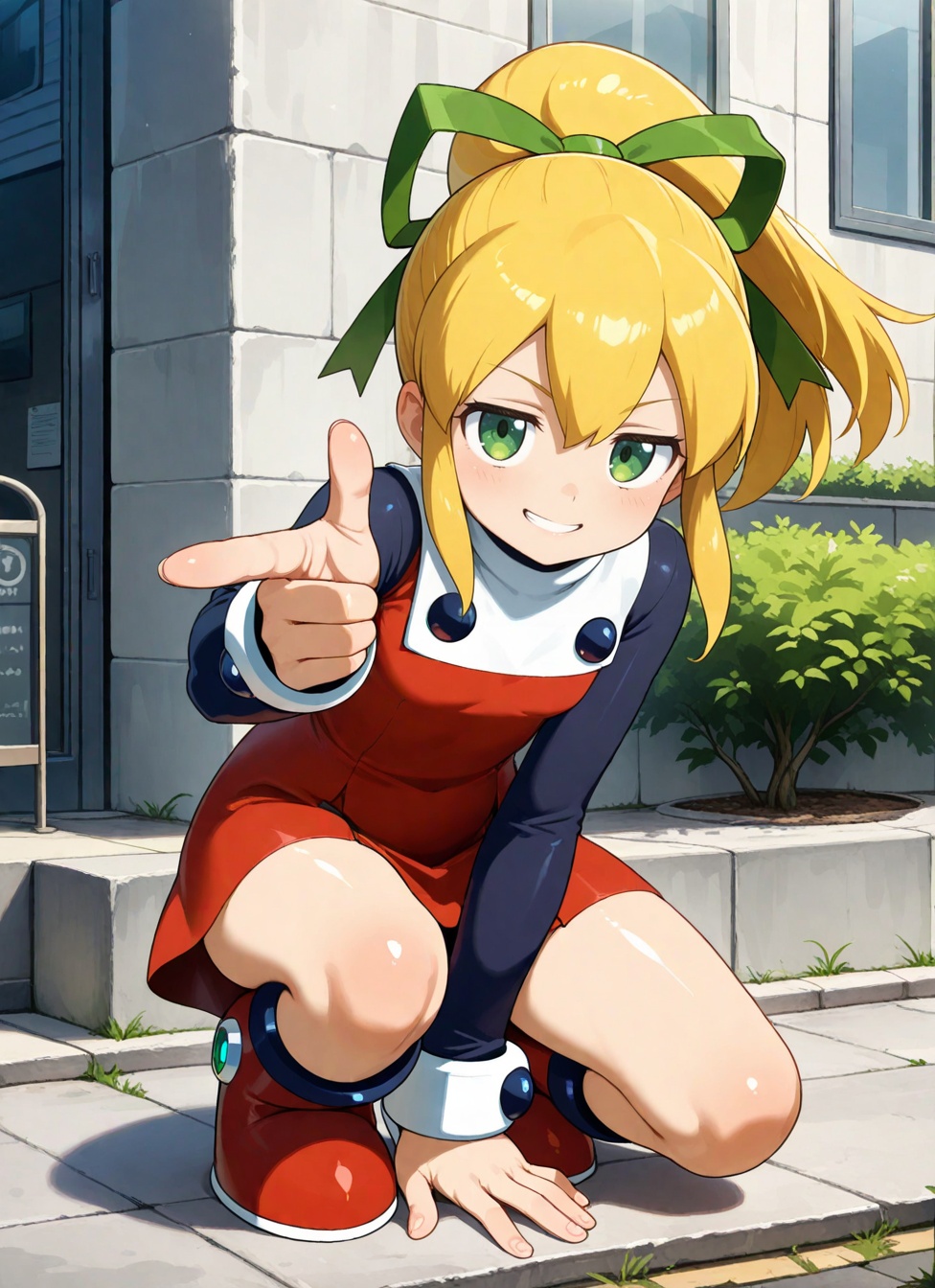 1girl,  roll_(mega_man),  green eyes on Tensor.Art