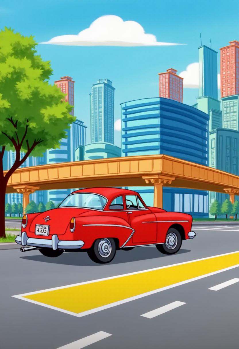 tjstyle cartoon image of a car in a parkade on Tensor.Art