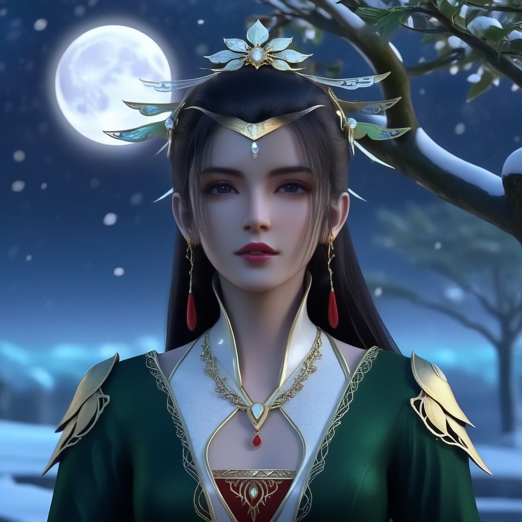 <lora:840-DA-XL-元龙-林秀:0.8>, (,1girl, ,best quality, ),,  picture-perfect face,   clean, masterpiece,     cinematic lighting, cinematic bloom, fantasy,  , unreal, science fiction, ((,1girl, pov,))(((,tree, 1girl, full moon,snowing,snow ,solo,     solo focus,  long_hair, looking_at_viewer,  )))  (rich:1.4,)     prestige, luxury, jewelry, diamond, gold, pearl, gem, sapphire, ruby, emerald, intricate detail, delicate pattern, charming, alluring, seductive, erotic, enchanting, hair ornament, necklace, earrings, bracelet, ,