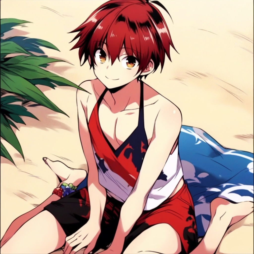 1boy,  solo,  beach on Tensor.Art