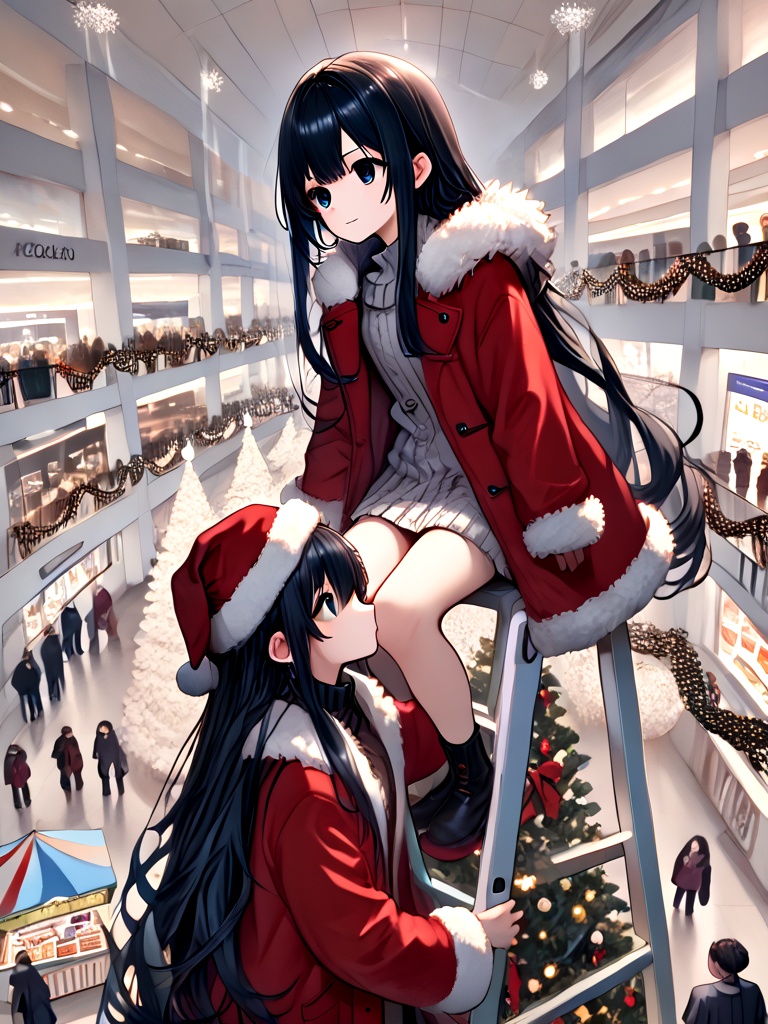 score_9,  source_anime,  christmas tree with festive lights on Tensor.Art