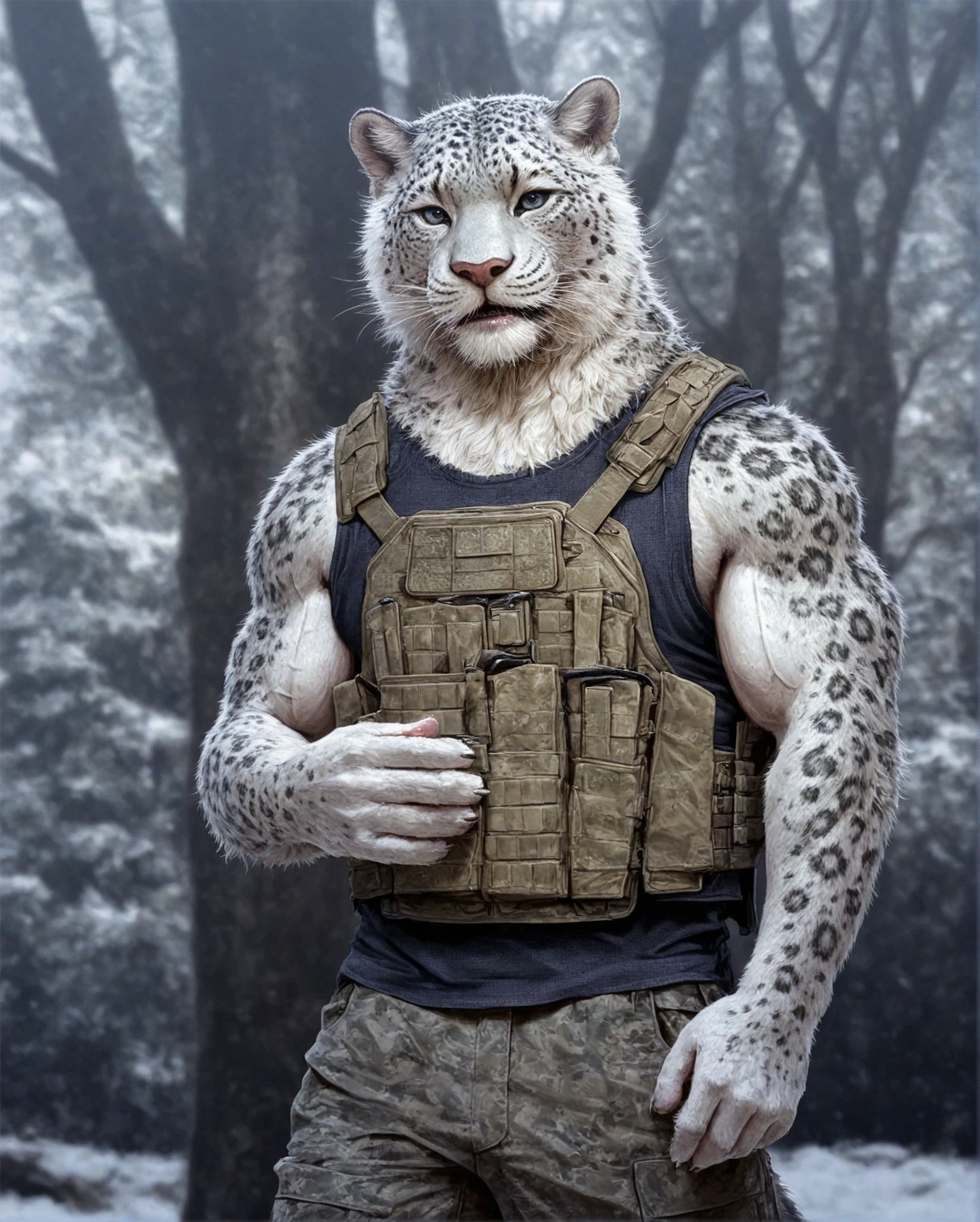 anthro,  snow leopard,  solo on Tensor.Art