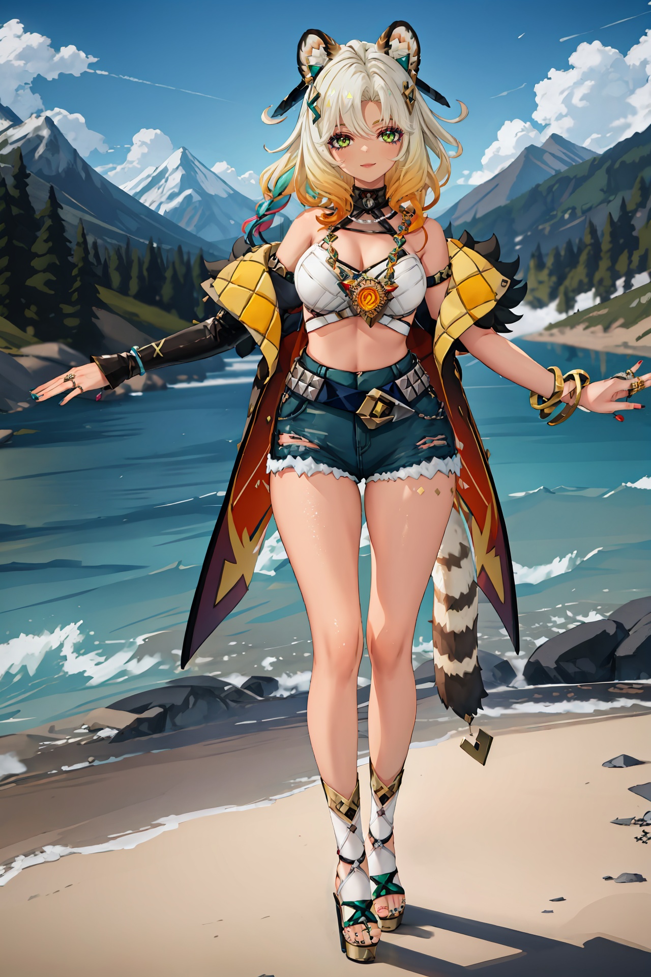 1girl,  xilonen \(genshin impact\),  high-waist shorts on Tensor.Art