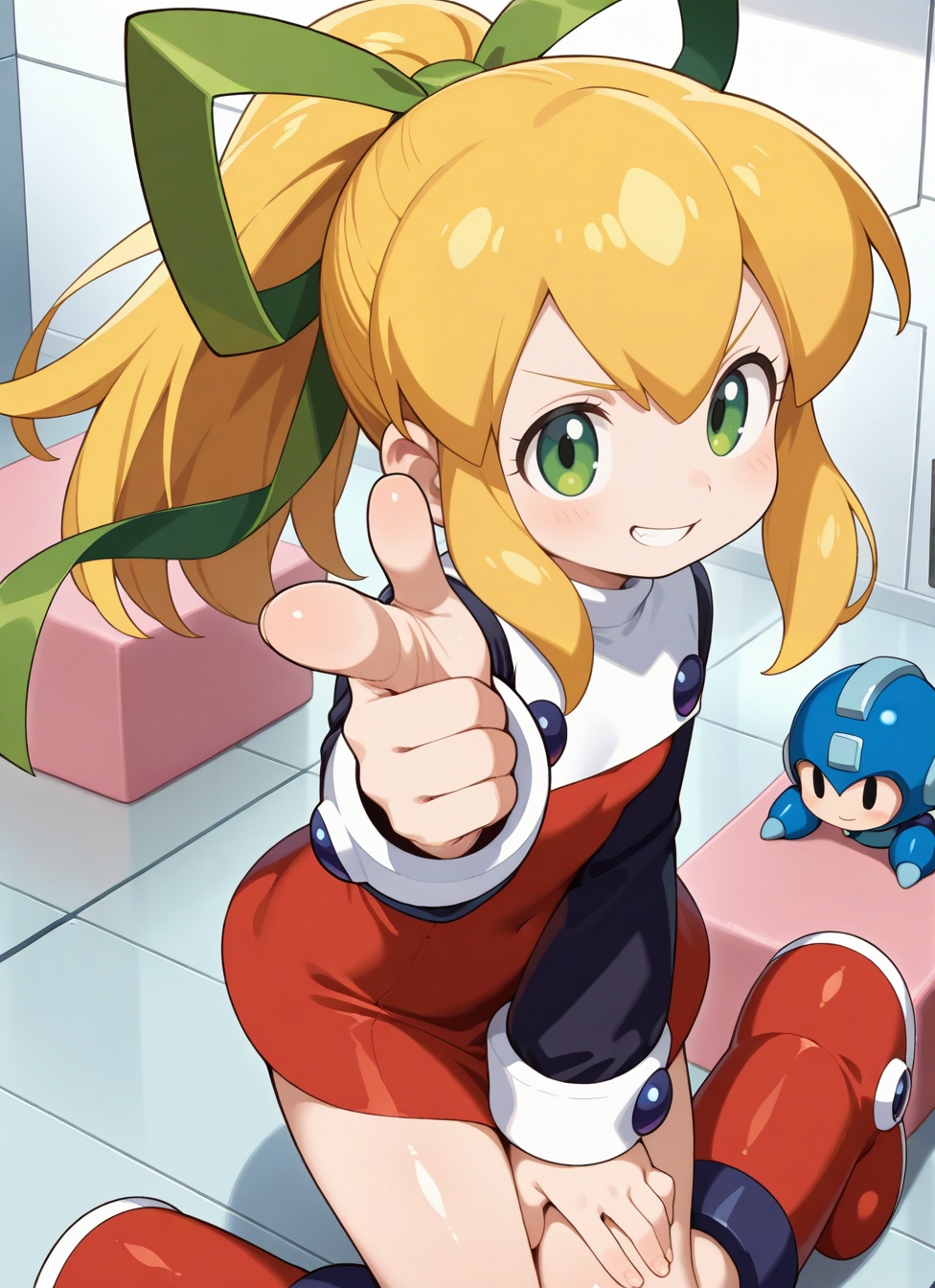 1girl,  roll_(mega_man),  green eyes on Tensor.Art