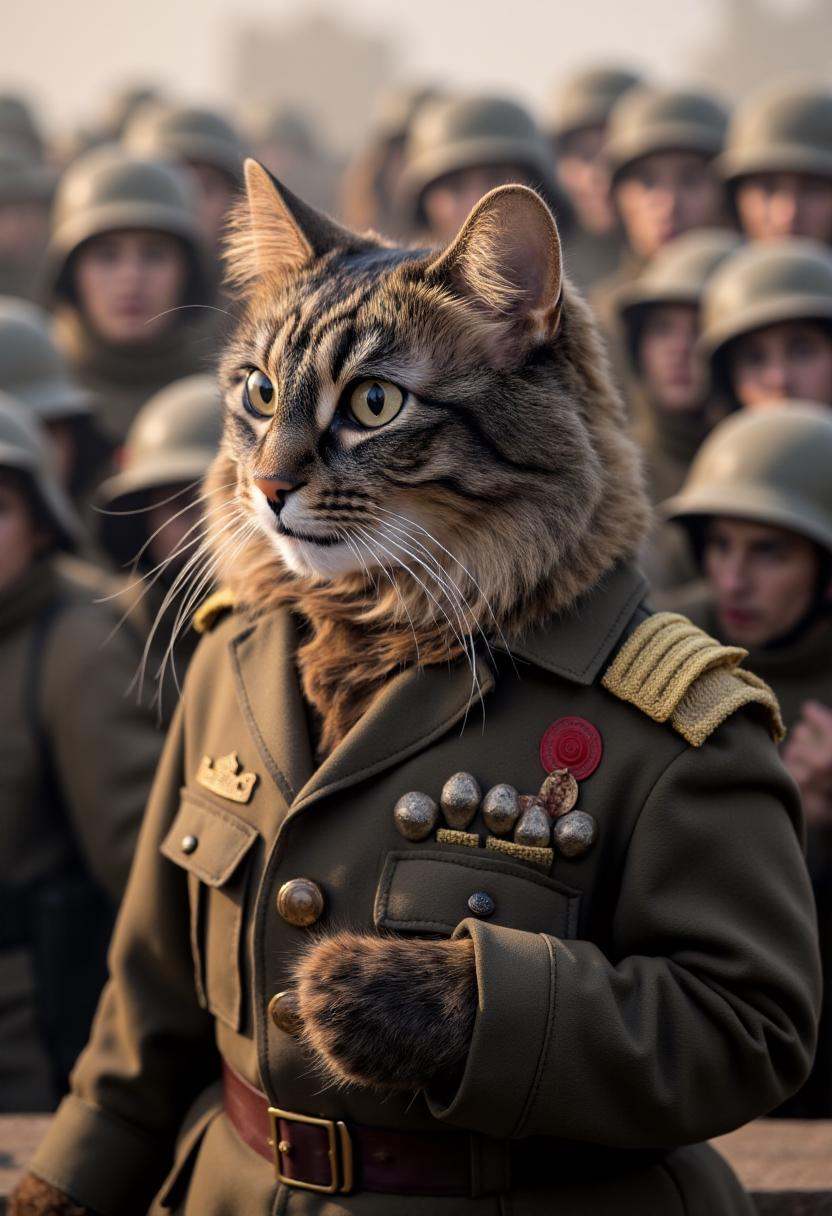 photograph of a fluffy,  medium-sized cat named Allie with a mottled coat featuring dark brown and black tabby stripes dre...