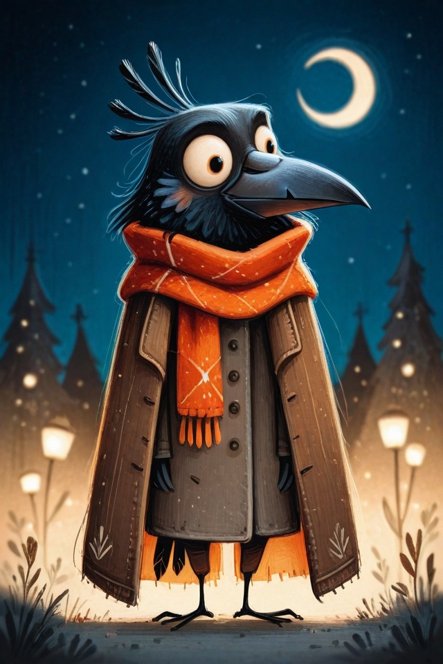 cute,  anthro crow man,  scarf on Tensor.Art
