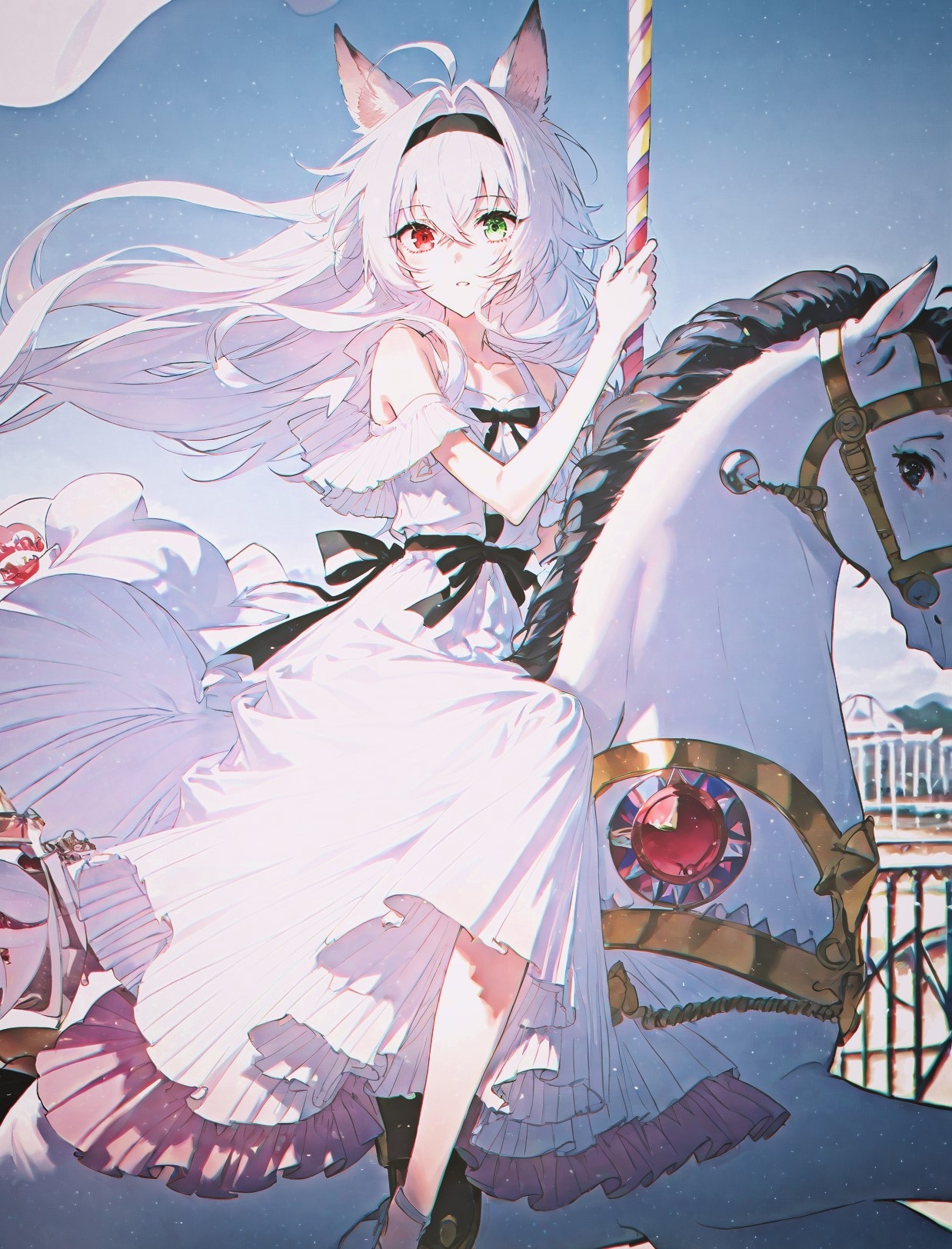 carousel,  1girl,  ferris wheel on Tensor.Art