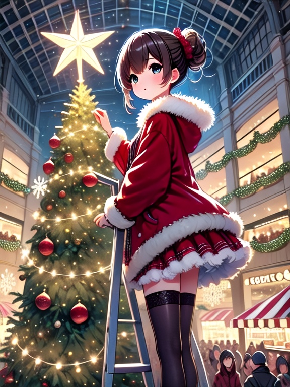 ((christmas tree with festive lights)),  ((cowboy shot)),  ((1girl)) on Tensor.Art