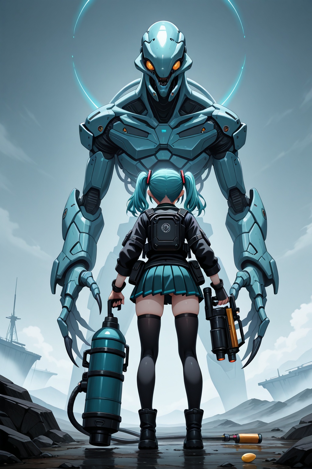 1girl,  alien,  aqua_hair on Tensor.Art