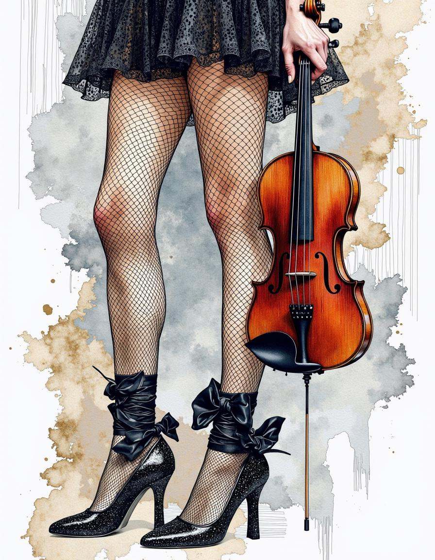 This is a digital artwork created in a mixed media style,  blending elements of watercolor and ink.A striking close-up vie...