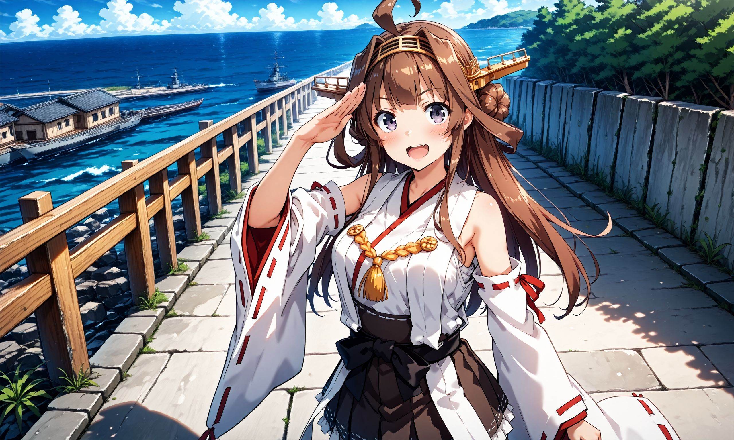 kongou (kancolle),  salute,  outdoors on Tensor.Art