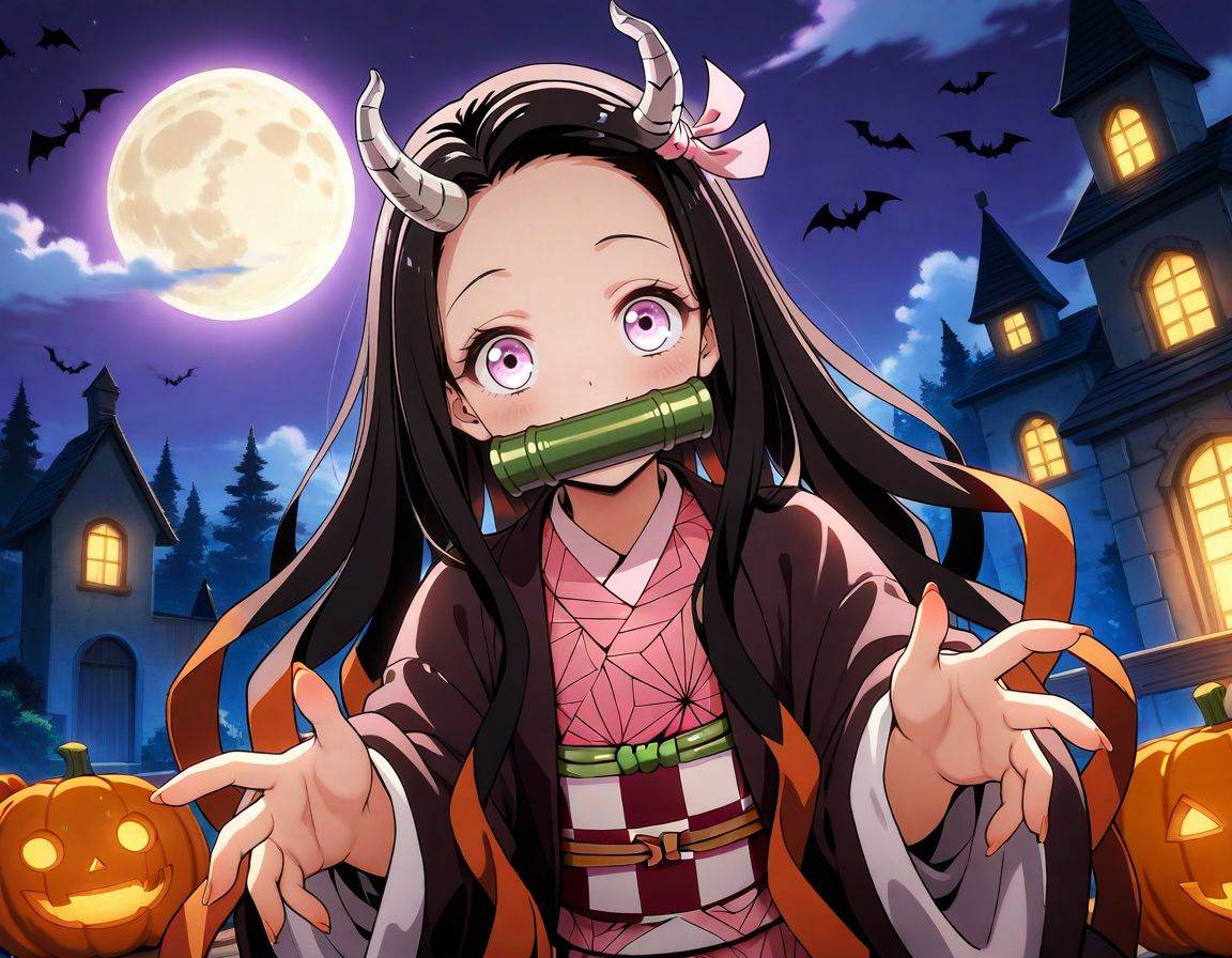 kamado nezuko,  halloween costume,  smile on Tensor.Art