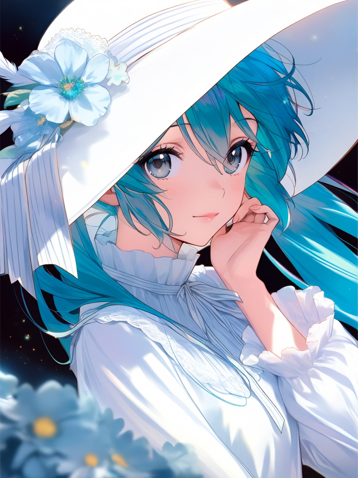 1girl,  hatsune miku,  simple background on Tensor.Art