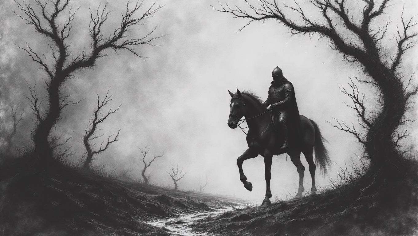 a knight on an horse in a forest on Tensor.Art