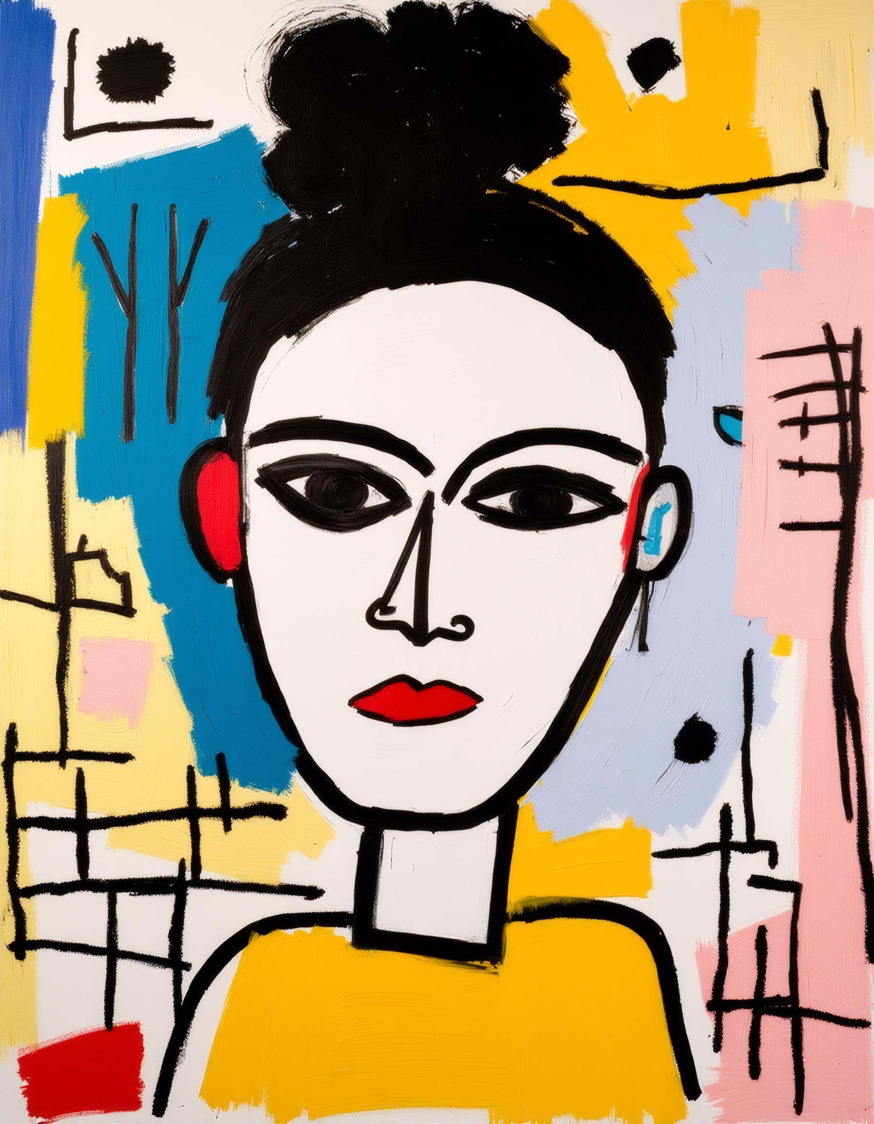 Portrait of a young woman,  Jean-Michel Basquiat on Tensor.Art
