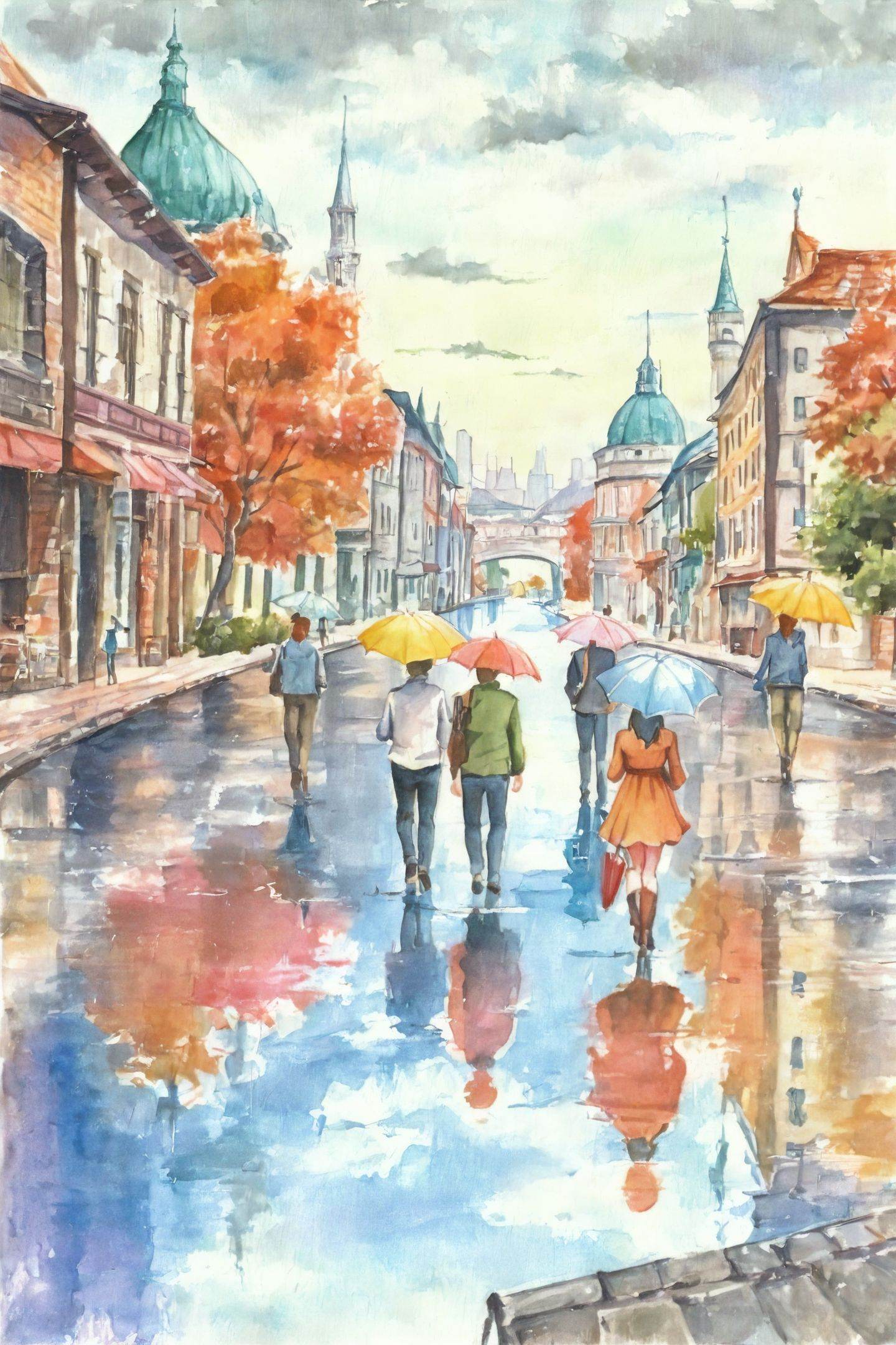 traditional media,  watercolor \(medium\),  building on Tensor.Art
