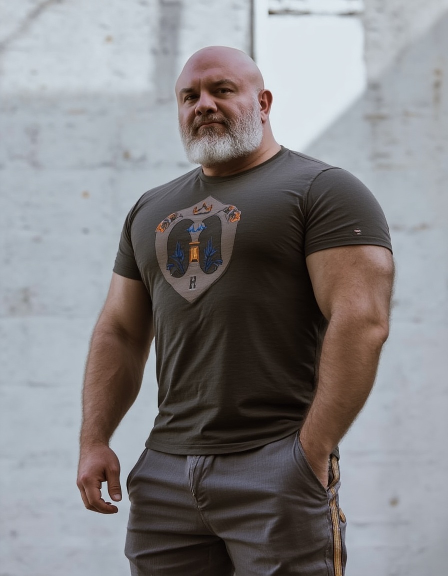 <lora:FLUX_RUSSPAULS:1>,1boy,RUSSPAULS,muscle,hairy body,t-shirt,pants,