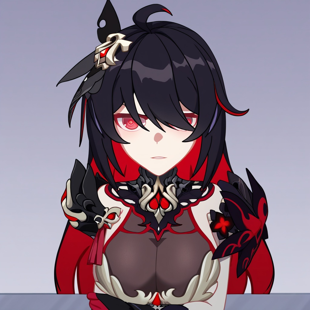 long hair,  Veliona_(honkai/impact),  black hair on Tensor.Art