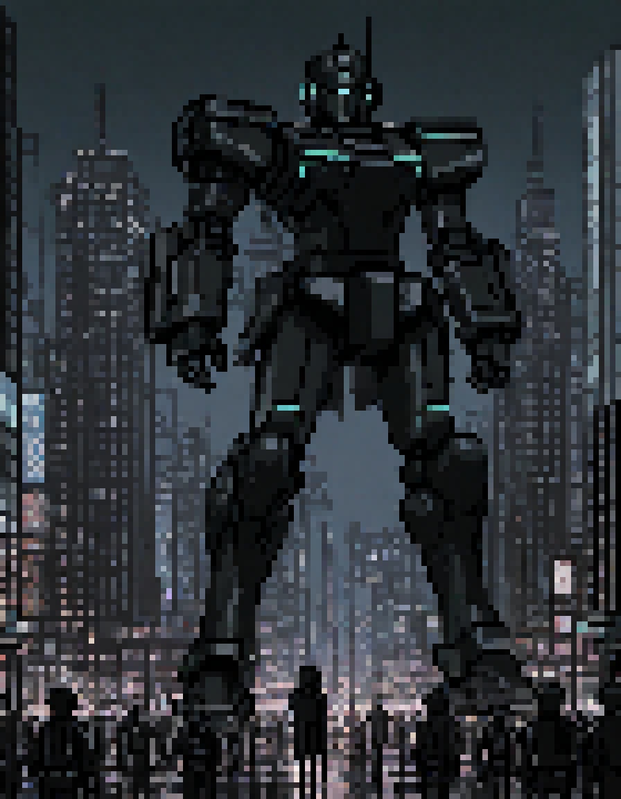 a woman with black armored uniform,  futuristic,  giant robot on Tensor.Art