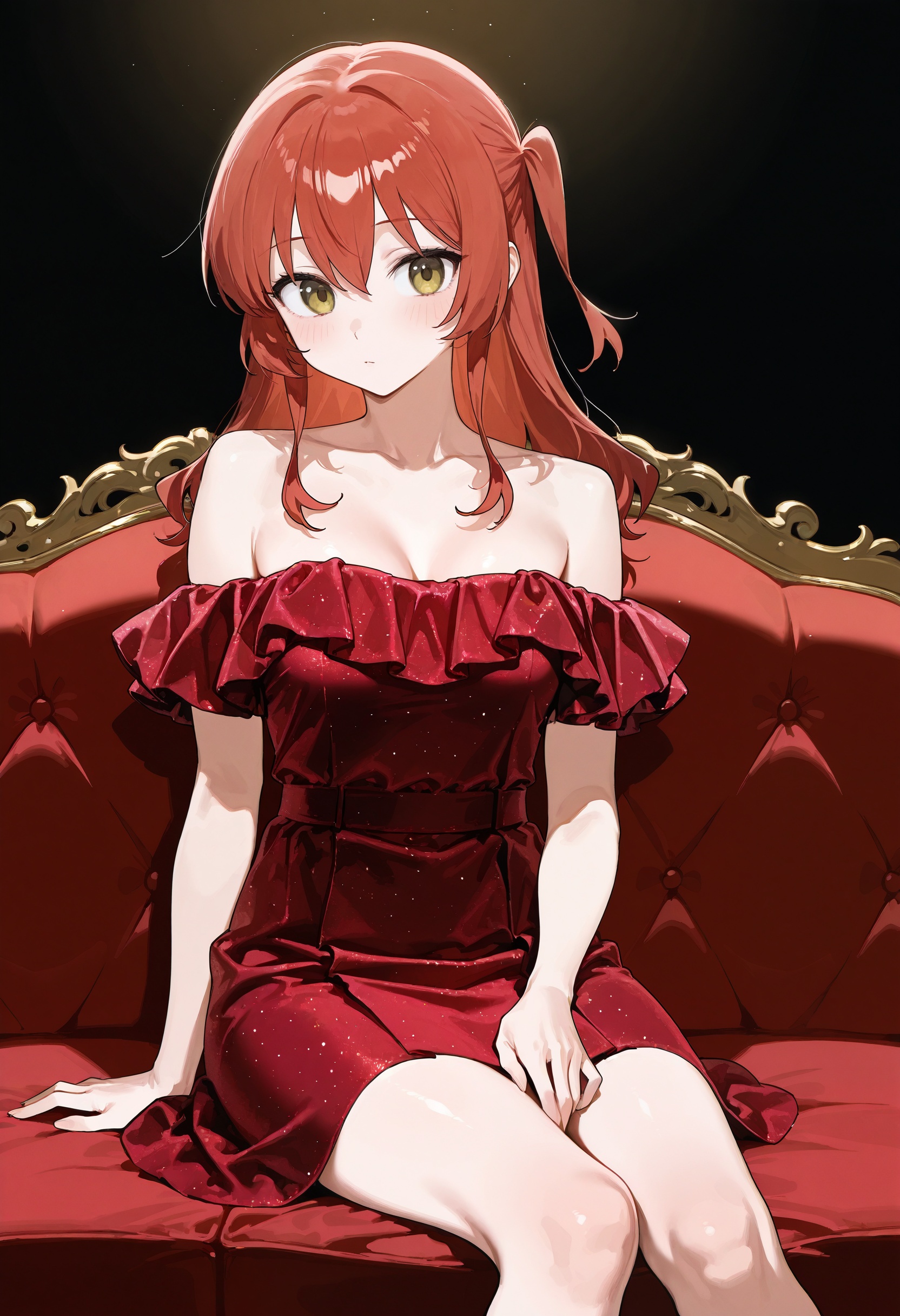 solo,  1girl,  red velvet dress on Tensor.Art