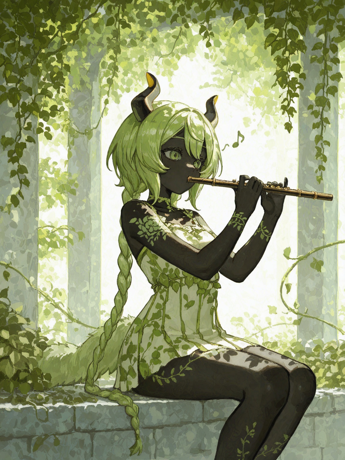 1 girl ,  satyr girl ,  black skin on Tensor.Art