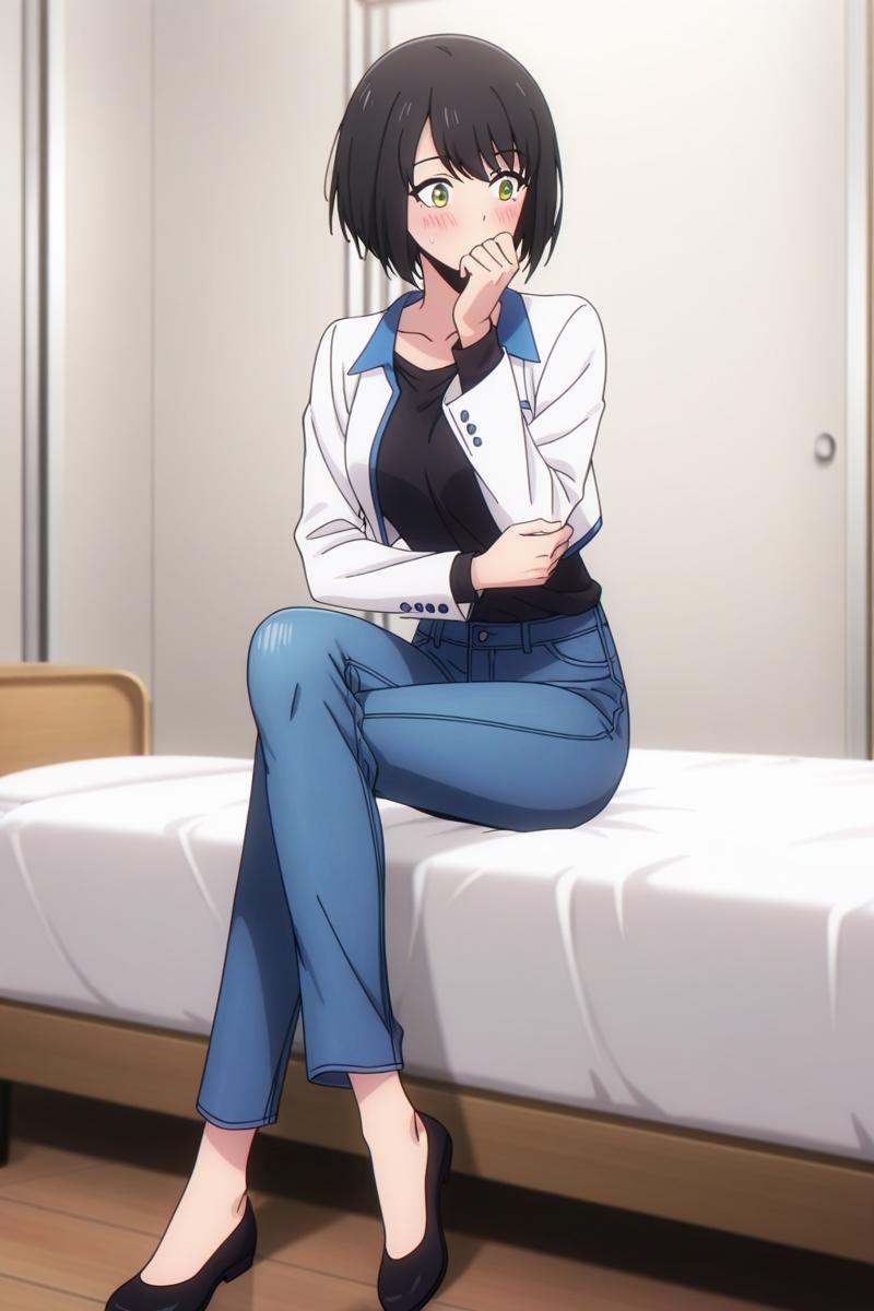 sl-songyi,  green eyes,  short hair on Tensor.Art
