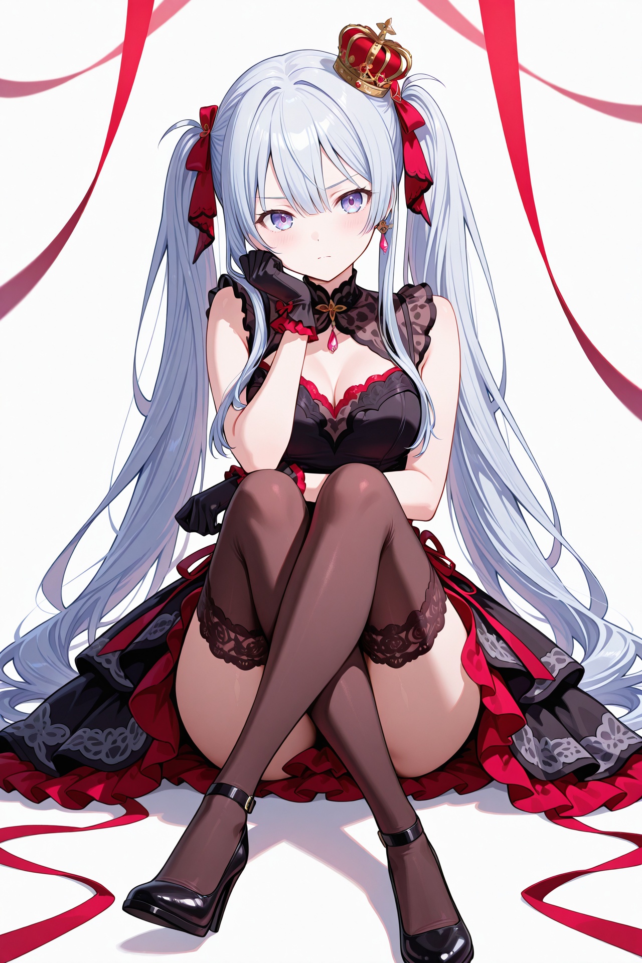 1girl,  solo,  red lace dress on Tensor.Art
