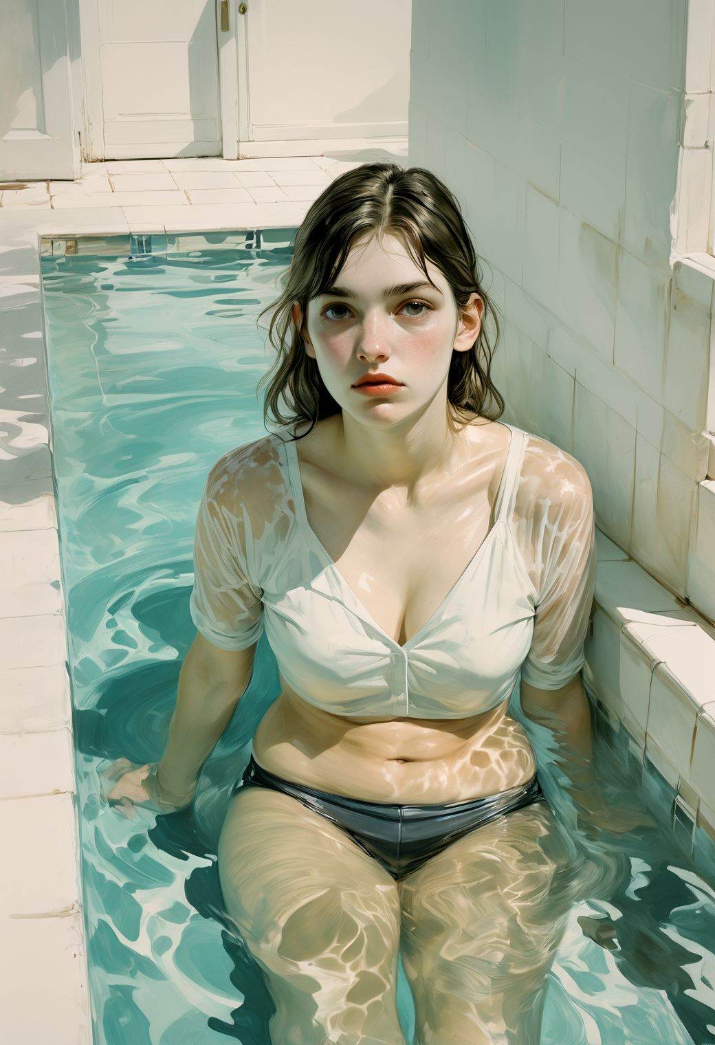 painting,  comics,  girls at the swimming pool on Tensor.Art