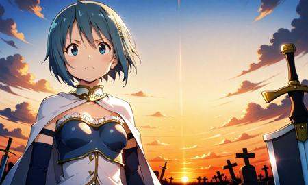 miki sayaka,  serious,  floating_cape on Tensor.Art