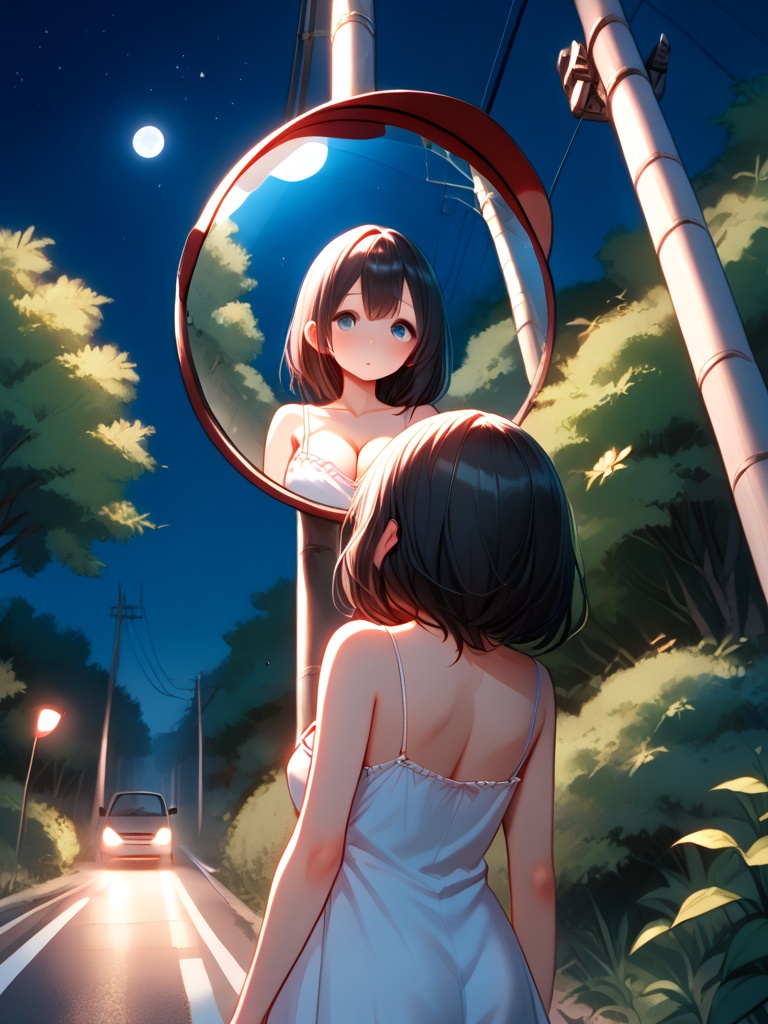 score_9,  source_anime,  convex mirror on utility pole on Tensor.Art