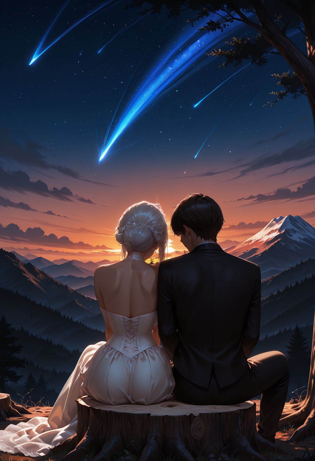 Smooth Quality,  1girl in wedding dress looking at another,  1boy in tuxed on Tensor.Art
