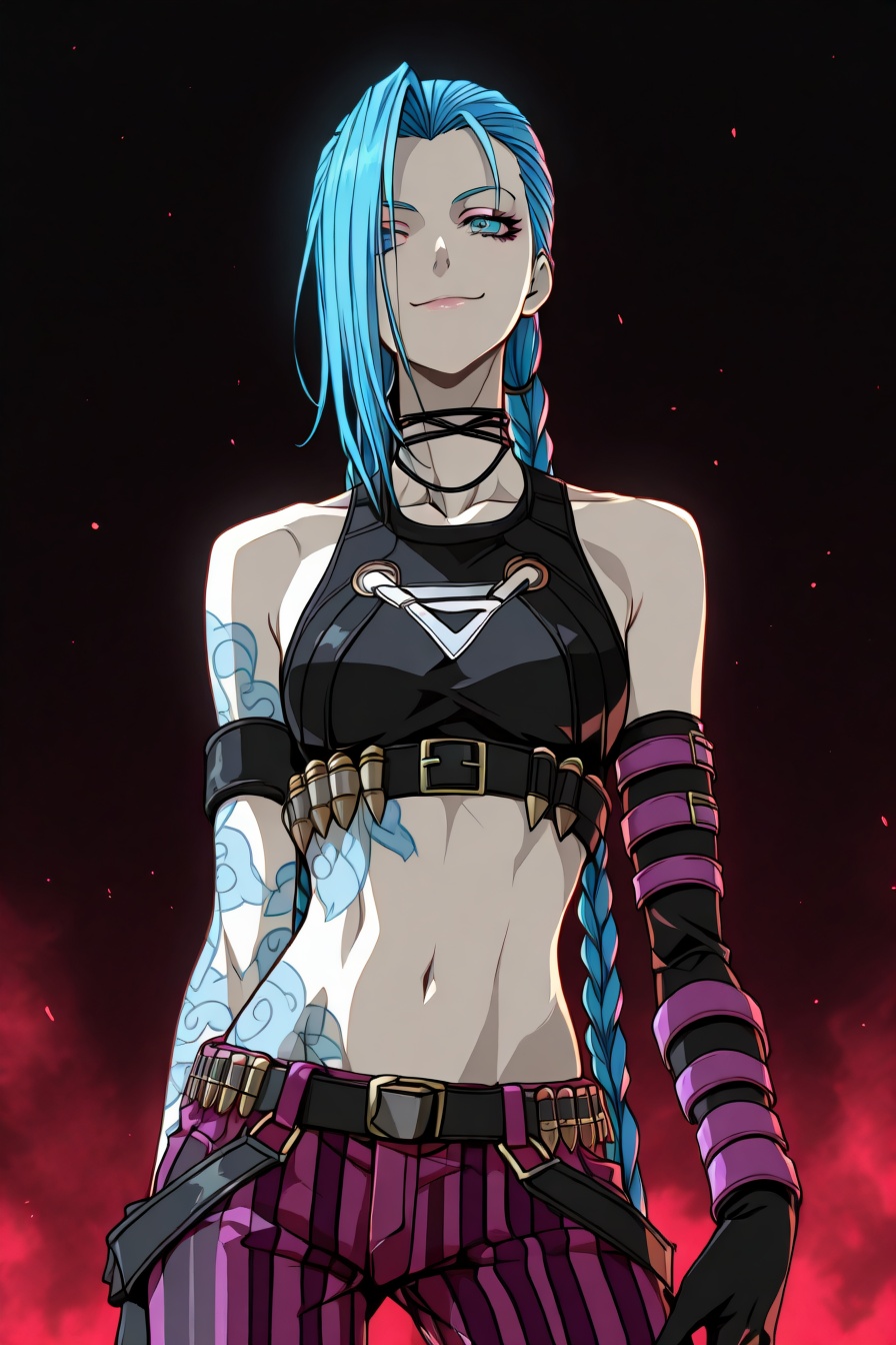 jinx,  blue hair,  pale skin on Tensor.Art