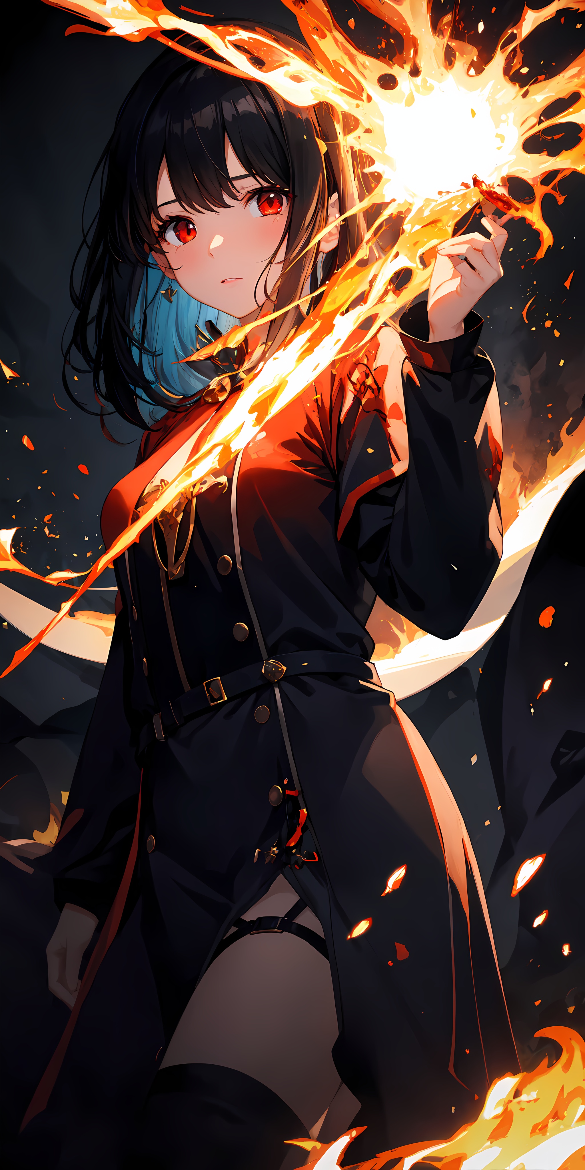 1girl,  black hair,  red eyes on Tensor.Art