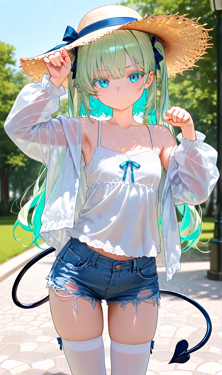 1girl,  twin tail,  light-green hair on Tensor.Art