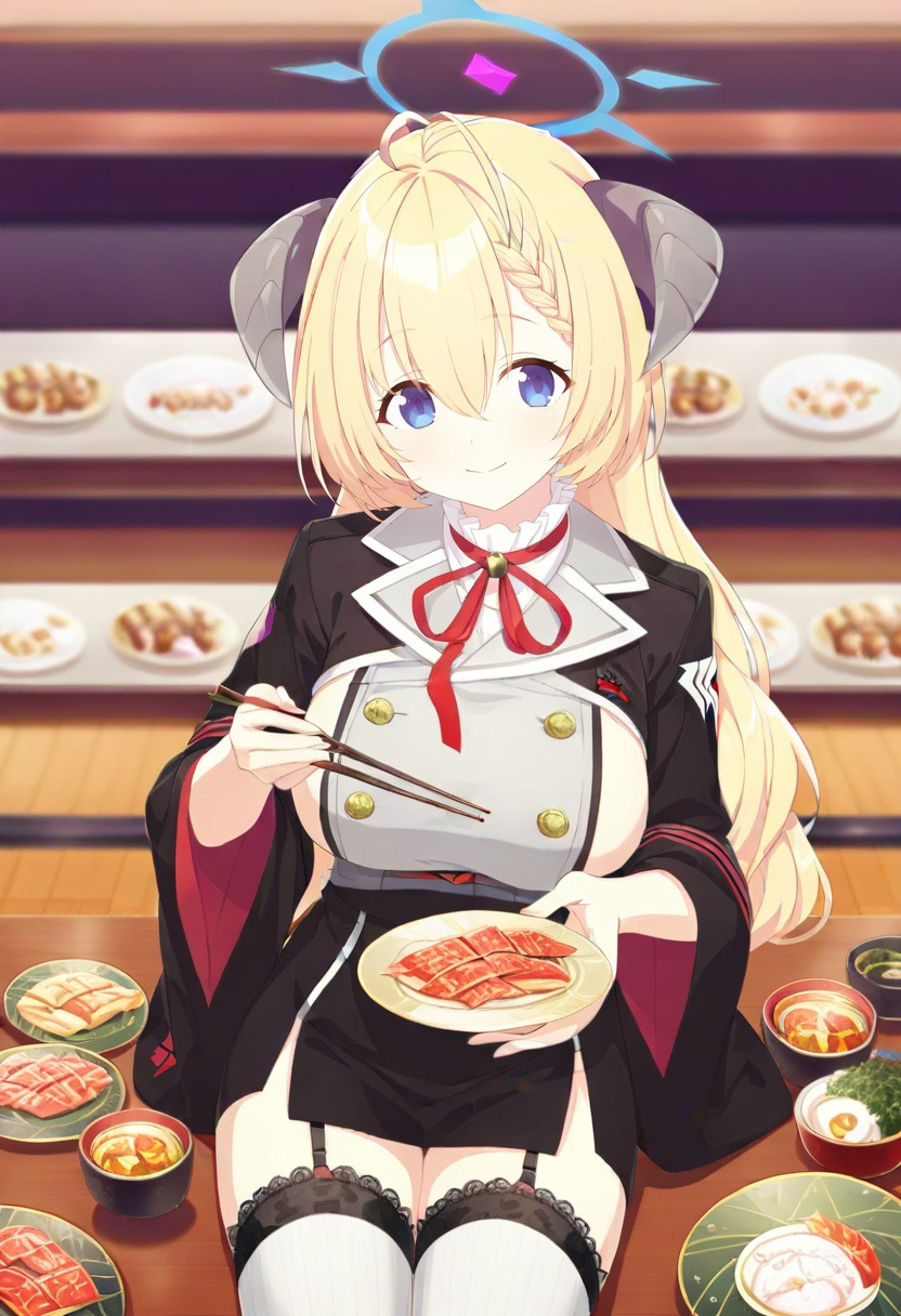 akari \(blue archive\),  1girl,  chopsticks on Tensor.Art