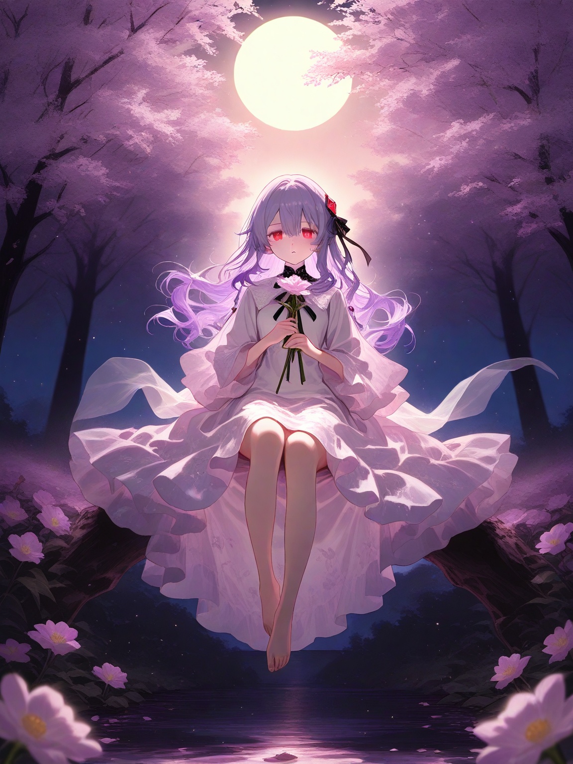1girl,  dappled moonlight,  hair between eyes on Tensor.Art