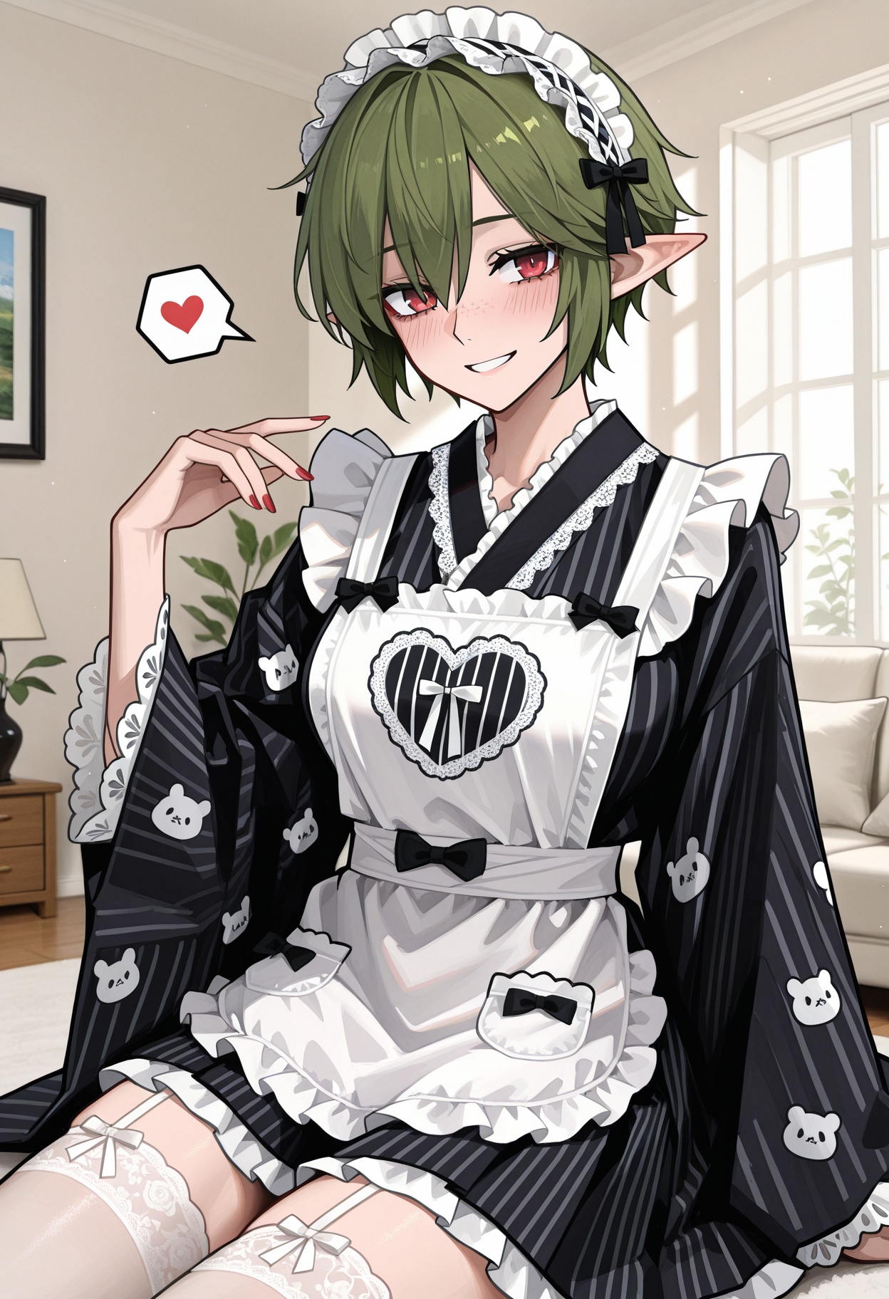 1girl,  green hair,  pointed ears on Tensor.Art
