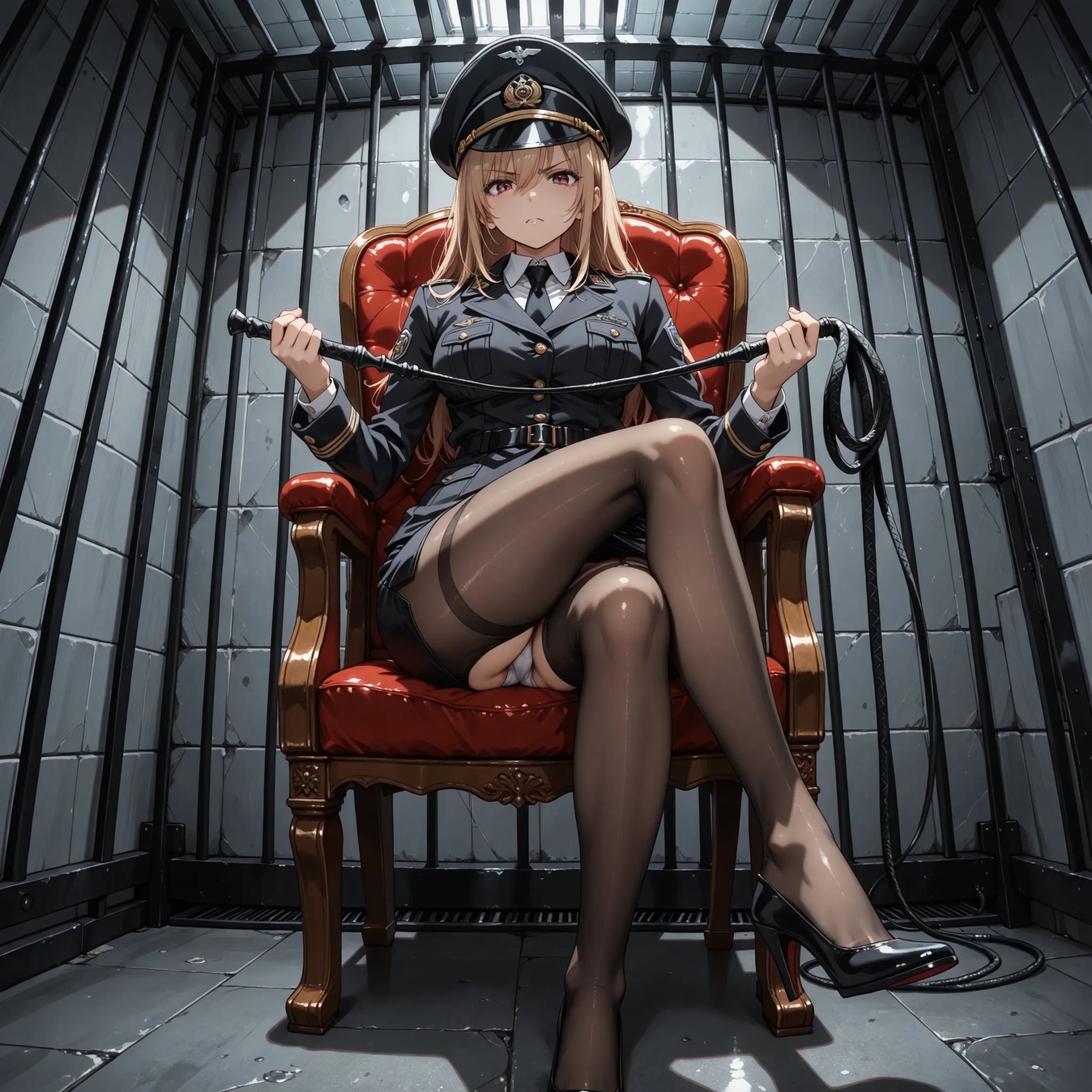 1girl,  glaring,  peaked cap on Tensor.Art